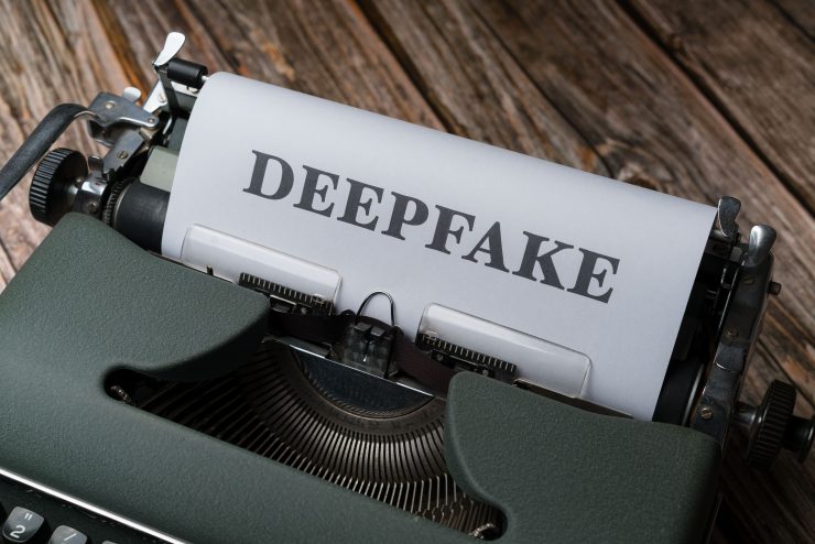 Close-up of a typewriter with the word Deepfake typed on paper, symbolizing AI-generated content detection